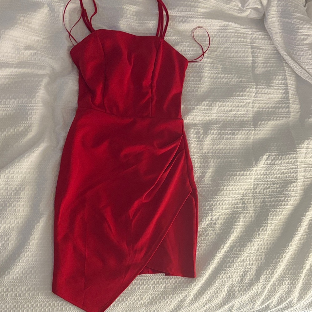 Francesca's Collections Vibrant Red Asymmetrical Dress